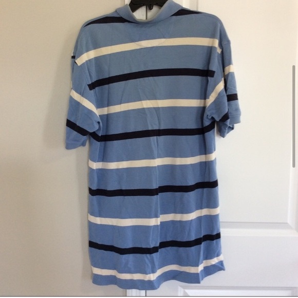 IZOD men’s blue white striped short sleeve polo Tshirt size medium - Picture 3 of 3